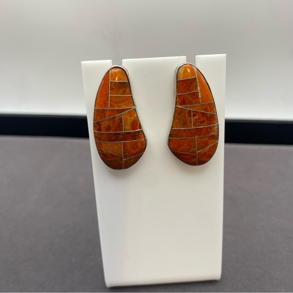 Jay King Jewelry - Jay King - Desert Trading Co. signed 925 Coral Inlay Earrings
